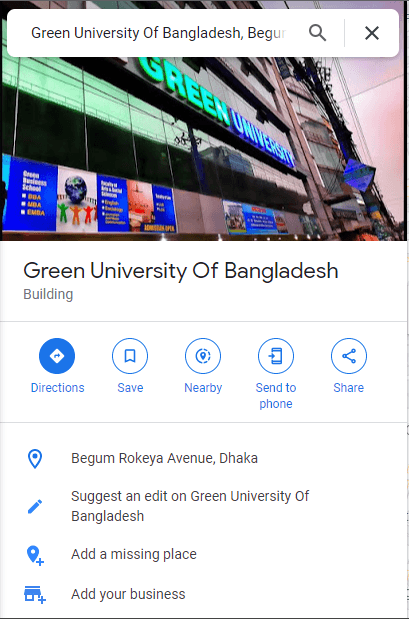 Green University on Google Maps
